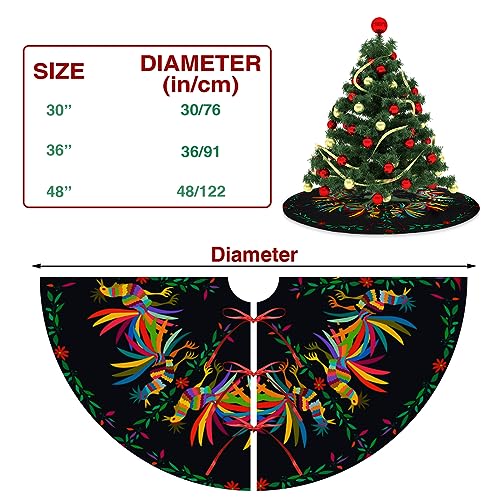 Round Ethnic Mexican Christmas Tree Skirt 48 Inch - Holiday Decor