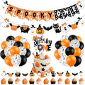 Halloween First Birthday Banner & Ghost Cake Topper Set - Spooky Party Decorations