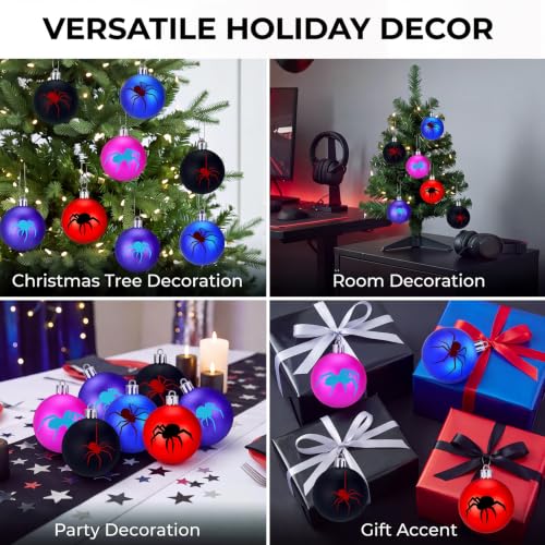12 pcs Halloween Spider Christmas Tree Ball Ornaments - Web Design