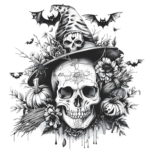Halloween Wall Stickers Decals Set - Skeleton Pumpkin Bat Haunted House Decor