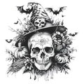 Halloween Wall Stickers Decals Set - Skeleton Pumpkin Bat Haunted House Decor