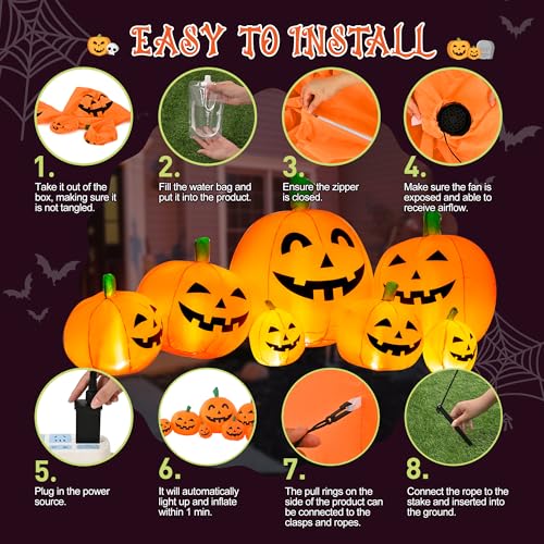 Halloween Inflatable Pumpkin Yard Decor - 7.5FT Outdoor Pumpkin Family