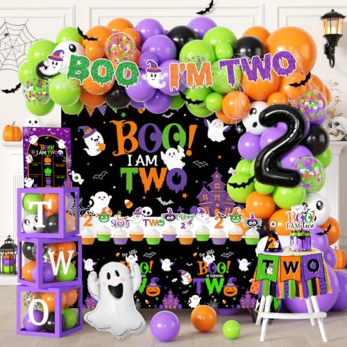 Halloween 2nd Birthday Party Decorations Kit with Balloons & Banner - Boo I’m Two