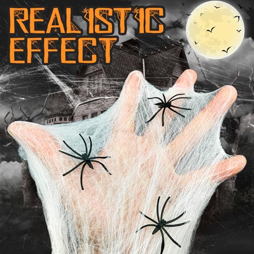 Halloween Spider Web Decorations with 30 Fake Spiders - 1000 sqft Indoor & Outdoor