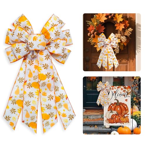 Large Fall Maple Leaf Bow for Wreaths - Style 7: Leaf Bow - Farmhouse Thanksgiving Decor