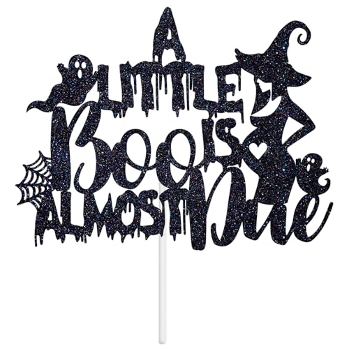 Halloween Baby Shower Cake Topper - Spooky Ghosts & Witches Glitter Decor