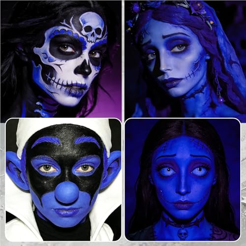 White and Blue Oil-Based Face Body Paint Stick Set for Creative Makeup - Versatile & Long-Lasting