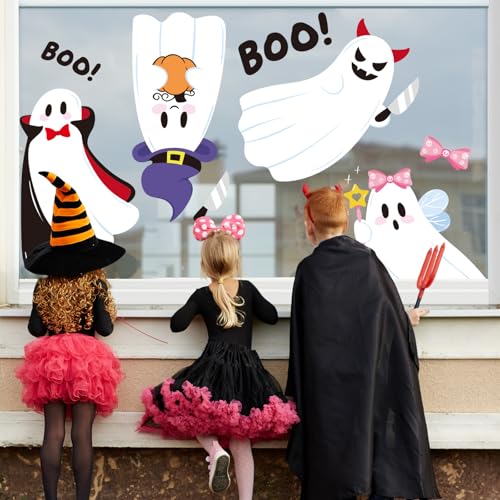 Halloween Ghost Window Clings - Large Reusable Stickers for Party & Home Decor