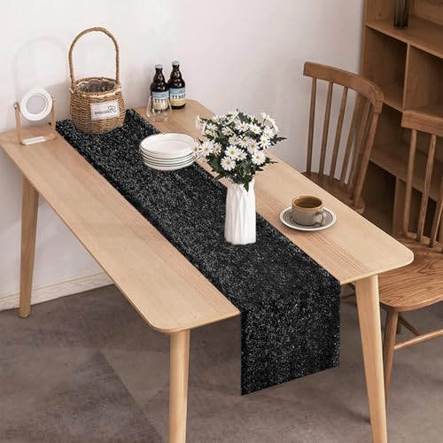 Black Sequin Table Runner 12 x 72 Inches - 10 Pack, Party & Event Decor