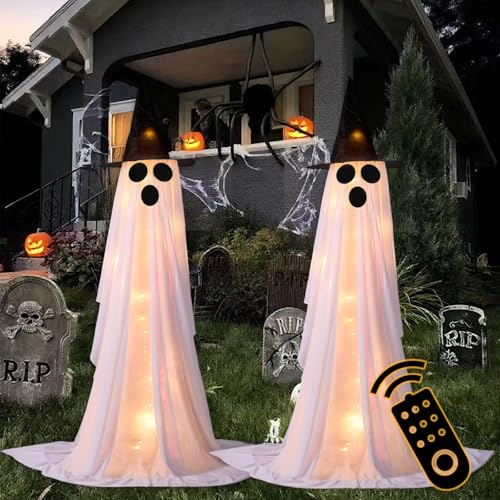Halloween Ghost Decorations Outdoor with Remote Control String Lights - Ghost Eyes - 62-Inch Spooky Yard & Porch Decor