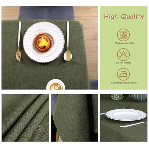 Moss Green Rectangular Table Cloth 118x57 Inches Linen Textured Waterproof Cover - WAITER TREE Variation