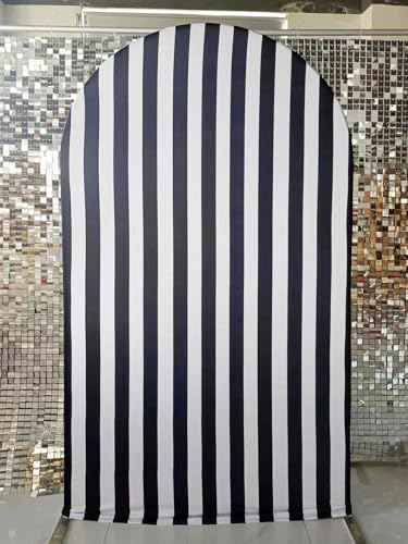 Black & White Striped Arch Backdrop 3x6ft - Wedding Baby Shower Party Decor - Stretchy Fabric