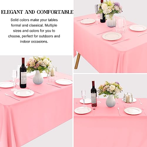 70x120 Pink Rectangle Tablecloth for 6ft Tables - Washable Polyester Pack of 4