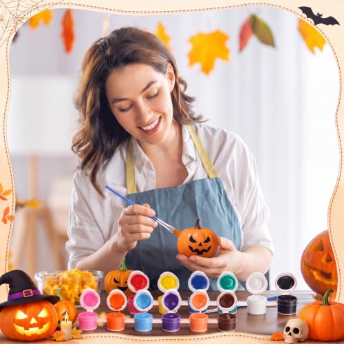 Pumpkin Painting Kit with 20 Mini White Pumpkins & Art Supplies for Fall Crafts