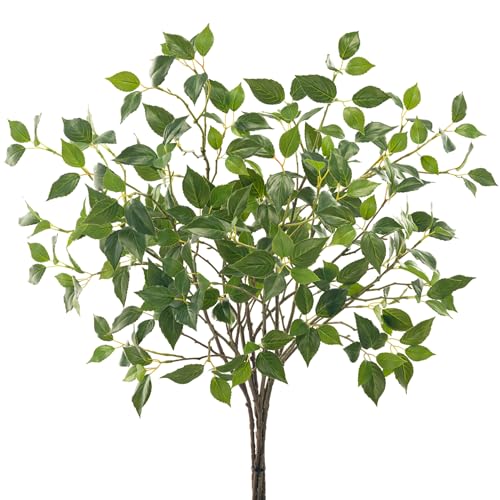 32-Inch Artificial Eucalyptus Stems - Set of 6 Green Faux Foliage for Home Decor