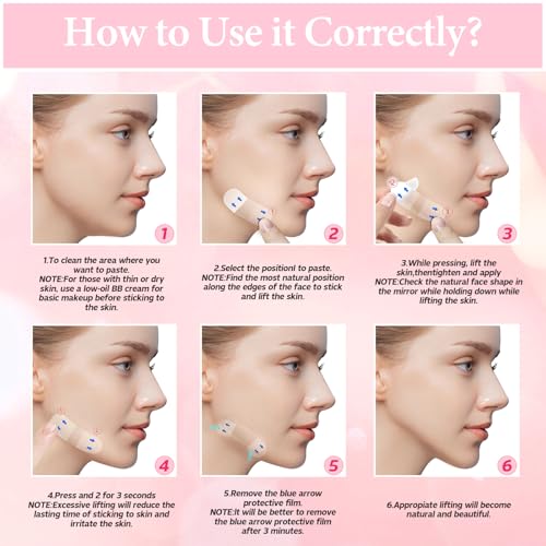 BAIGUOZH Face Lift Tape, Face Lift Tape Invisible, Face Tape Lifting Invisible, Face Tape Instantly Lifts Sagging Skin Around The Face, Hides The Double Chin and Creates A v-Shaped Face 60PCS