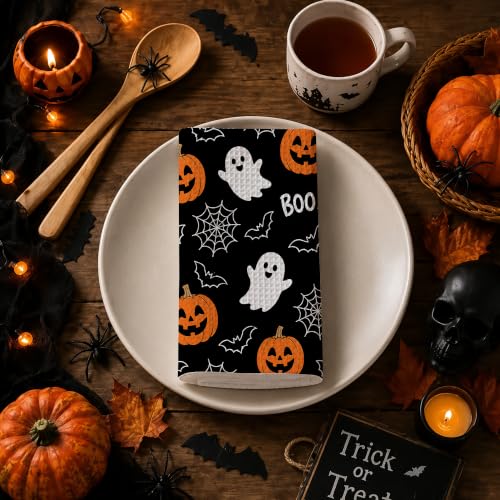 Halloween Pumpkin Ghost Bat Kitchen Towels Set of 2 - Boo Variation