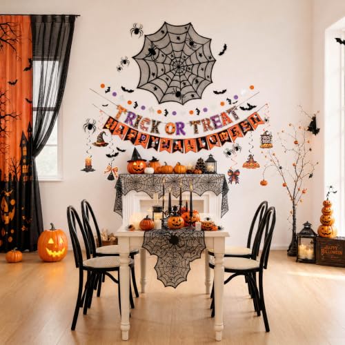 Halloween Indoor Decorations Set 61Pcs Spooky Web & Bat Wall Stickers