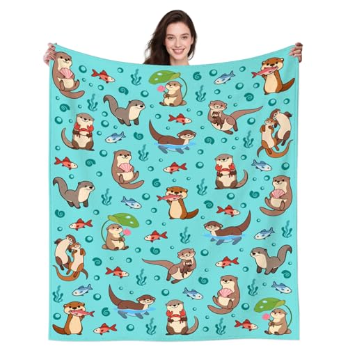 Otter Plush Throw Blanket for Kids Girls & Adults - 60x50 Inches - Cozy Fleece Bedding - Animal Lover Gift - Variation: Otter / 60x50