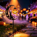 Solar Black Cat Pumpkin Moon Garden Stake Light Set - Outdoor Halloween Decor - Variation A