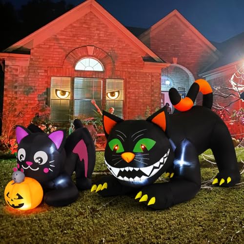 Halloween Black Cat Inflatable Decoration with LED Lights - Outdoor Yard Decor