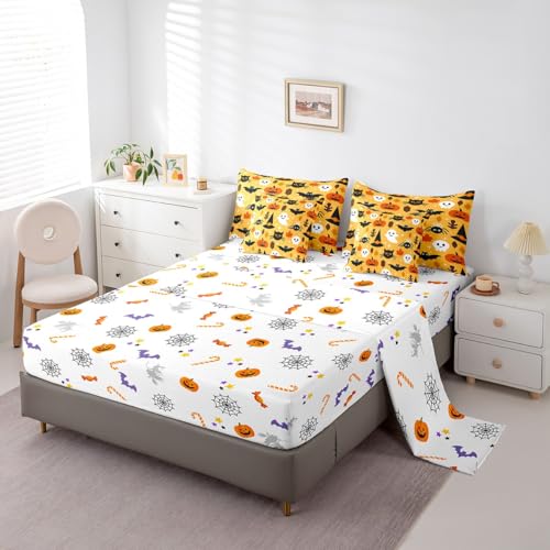 Halloween Bats Bed in a Bag Queen Comforter Set 7 Pieces Ghost Spider Gothic Bedding Variation Multi 01