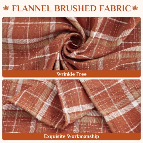 Orange Checkered Fall Tablecloth - 54 x 96 Inch Rectangular Thanksgiving Decor