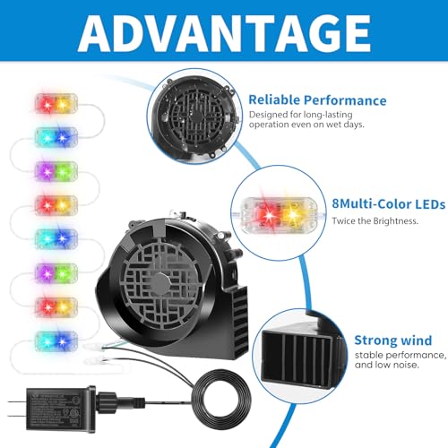 Colorful Large Inflatable Air Blower Fan Kit with 8 LED Lights - 1.5A