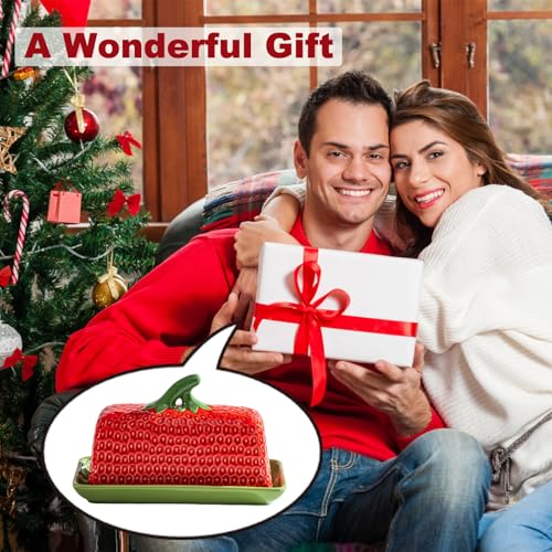 Red Pumpkin Shaped Butter Dish Set with Lid - Kitchen Decor & Holiday Gift