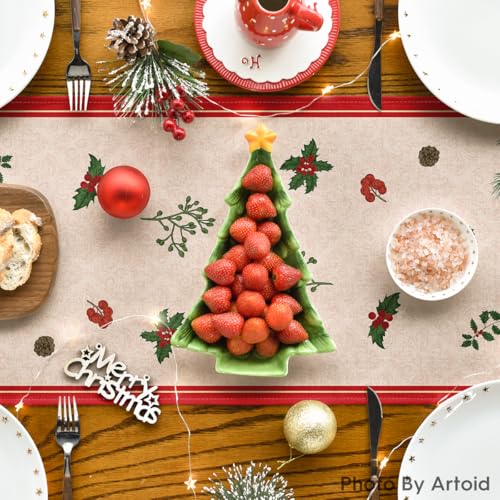 Christmas Table Runner 13x72 Inch Holiday Seasonal Kitchen Decor - Red Gift
