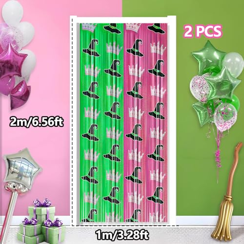 2 Pack Witch Foil Fringe Curtains Backdrop Halloween Party Decorations - 6.6 x 6.6 ft