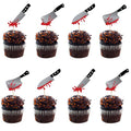 48 Pcs Halloween Blood Knife Cupcake Toppers Party Decorations