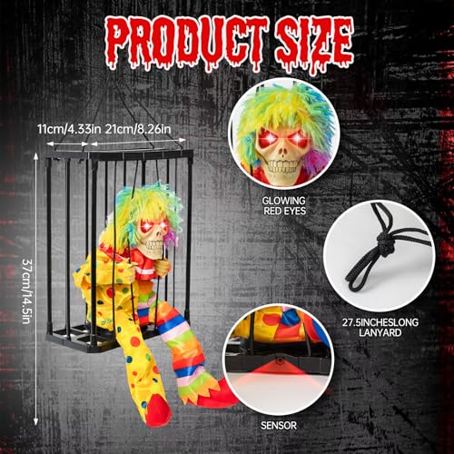 Animated Halloween Prison Cage Prop with Screaming Skull Prisoner - Outdoor Haunted House Decor