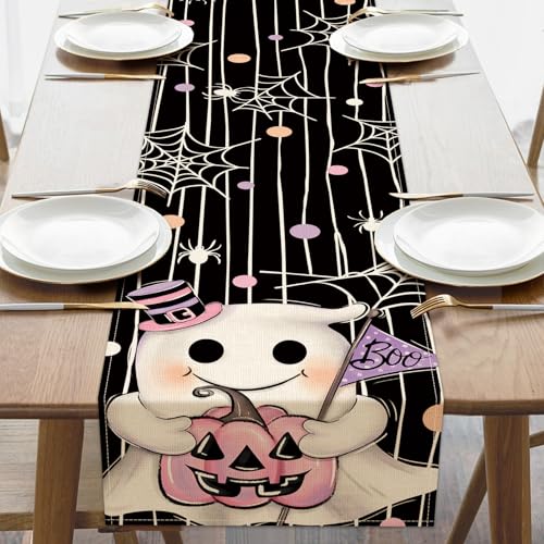 Halloween Spooky Ghost Boo Table Runner 13''x90'' Pink Jack O - Croar