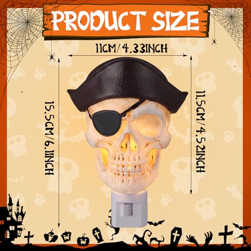 3D Skull Night Light with Auto Sensor, Warm LED, Plug-in Wall Decor - Skull Variation