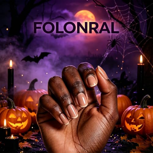 Halloween Press On Nails Almond Medium Set with 3D Ghost Spider Web Rhinestones - Variation 22