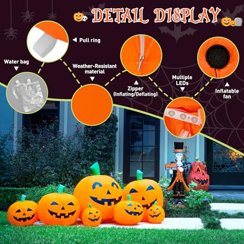 Halloween Inflatable Pumpkin Yard Decor - 7.5FT Outdoor Pumpkin Family