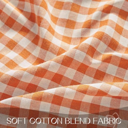 Romanstile Fall Gingham Ruffled Tablecloth - Orange, 60 x 84 Inch Rectangular