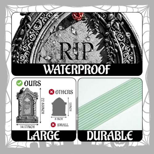 Halloween Yard Signs Set - Spooky Graveyard Tombstone Decorations with Stakes