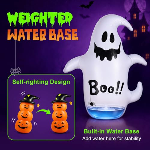 2PCS Inflatable Halloween Yard Decorations - Pumpkin & Ghost, Waterproof Outdoor Blow-Ups