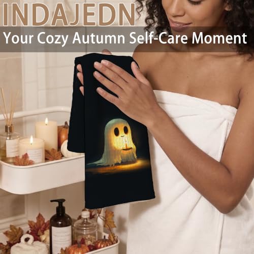 Halloween Ghost Kitchen Towels - Cute Ghost with Candle Design, 16x24 Inch Hand Towel