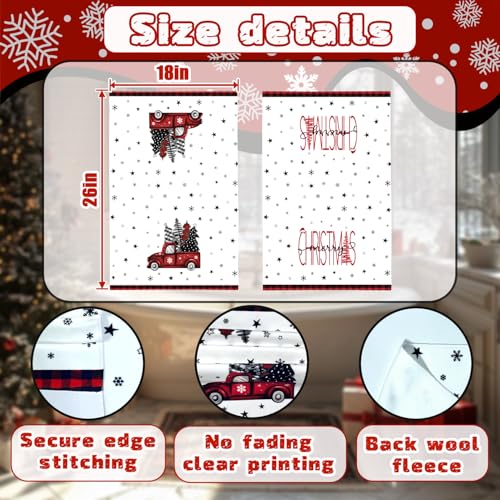 Christmas Hand Towel Set of 2 - Red Truck & Tree Design, 18x26 Inch Holiday Decor