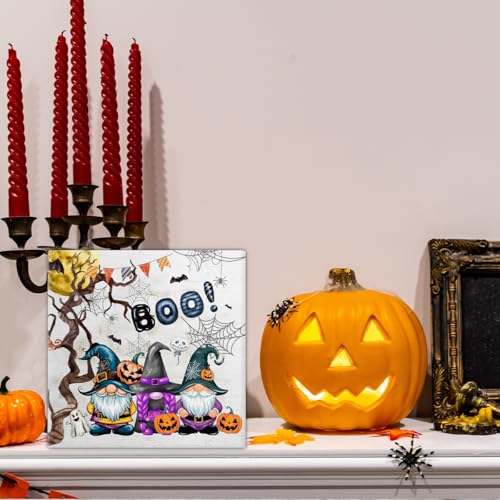 Halloween Pumpkin Gnome Decor - Wooden Sign with Variation B