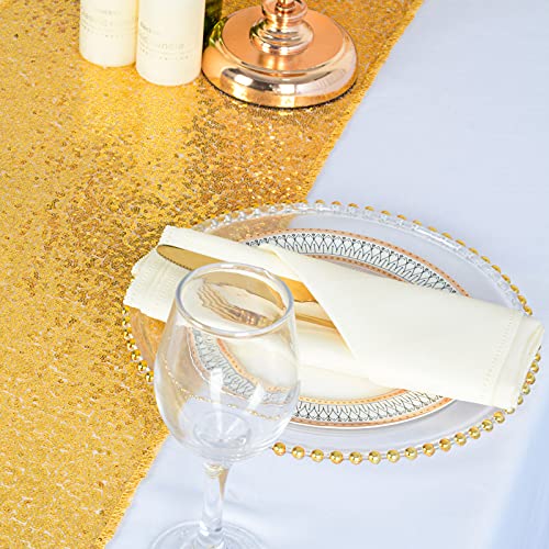 Gold Sequin Tassel Table Runner 12x72 Inches Christmas Wedding Party Decor