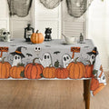 Halloween Tablecloth 60 x 104 Inch Rectangular Bat Ghost Gray - Spooky Home Decor