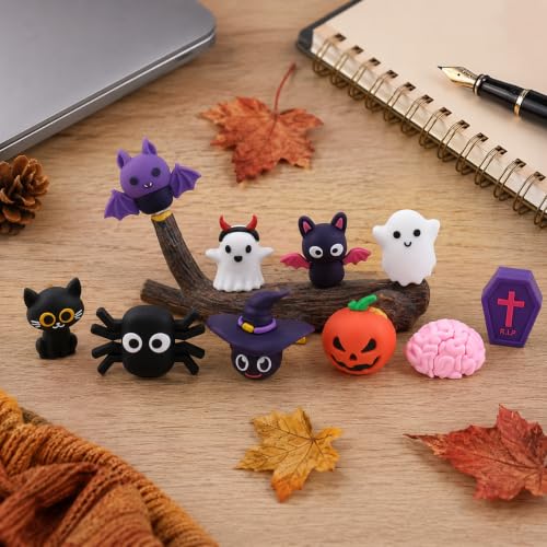 Halloween Miniature Figurine Set with Resin Tree Branch - Spooky Desk Decor - Halloween