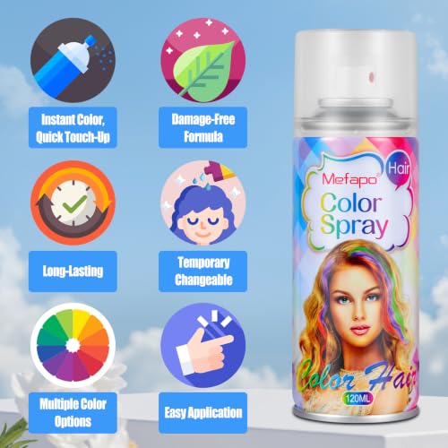 Black Temporary Hair Color Spray for Kids & Adults - Washable 120ML, Halloween & Cosplay