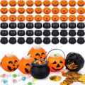 60 Pcs Halloween Mini Pumpkin Cauldron Buckets Bulk Candy Holders - 4 Styles