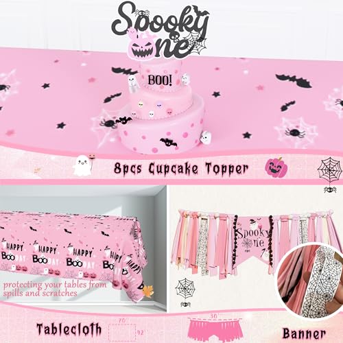Pink Halloween First Birthday Decorations Kit for Girl | Balloon Garland, Banner & Spooky Party Supplies