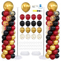 Black Burgundy Gold Balloon Column Stand Set for Party Decorations - Variation: Black Burgundy Gold